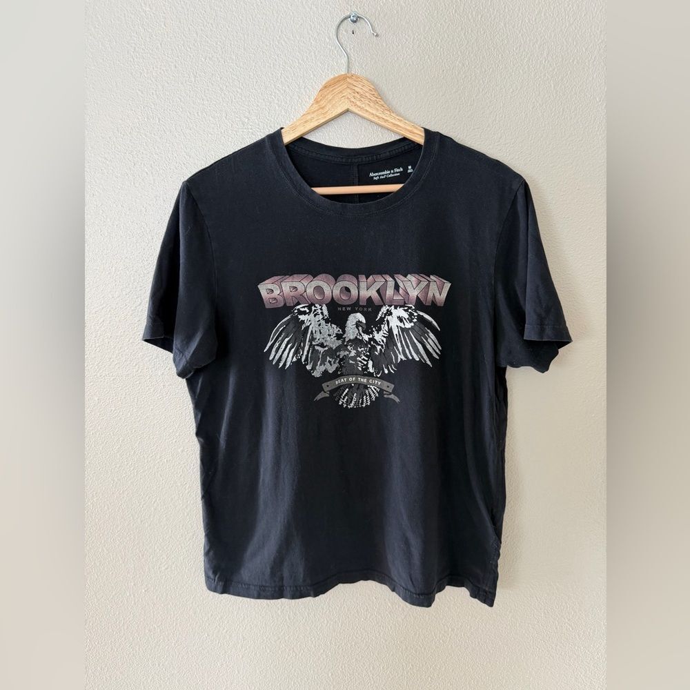 Abercrombie & Fitch Women’s Black Brooklyn Graphic Tee T-Shirt Grunge Streetwear